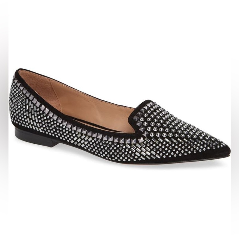 🔥 Paolo Silver Studded Pointed Toe Flats – Size 10 🔥